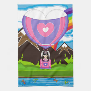 Niedliche Fairytale-Prinzessin im Heißluft-Ballon Geschirrtuch