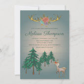 Niedliche Fairytale Woodland Deer Animals Baby Dus Einladung (Vorderseite)