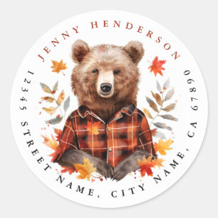 Niedliche Fall Brown Bär Round Stickers