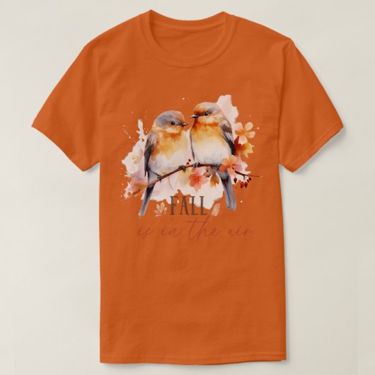 Niedliche Fall Design Liebe Vögel Blume Blätter Ei T-Shirt (Design vorne)