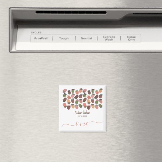 Niedliche Fall Pink Acorns Mädchen erste Geburtsta Magnet (In Situ (Geschirrspüler))