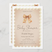 Niedliche Fall Pumpkins Bow Babydusche Einladung (Vorne/Hinten)