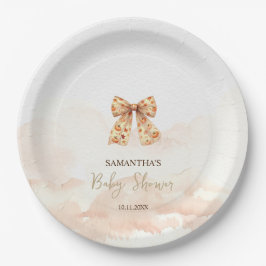 Niedliche Fall Pumpkins Bow Babydusche Pappteller