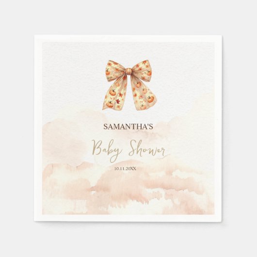 Niedliche Fall Pumpkins Bow Babydusche Serviette (Vorderseite)