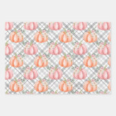 Niedliche Fall Soft Pink und Orange Floral Pumpkin Geschenkpapier Set (Vorderseite 2)