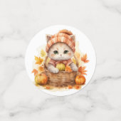 NIEDLICHE FALL-TABBY-KÜCHE MIT PUMPKINN KONFETTI (Klein Vorderseite)