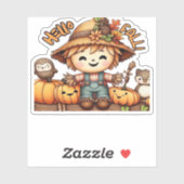 Niedliche Fall-Vogelscheuche mit Pumpkins Oversize Aufkleber (Blatt)