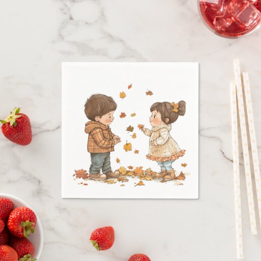 Niedliche Fallkinder Serviette (Beispiel)