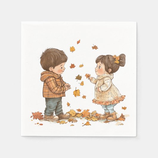 Niedliche Fallkinder Serviette (Vorderseite)