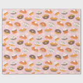 Niedliche Fallkuchen, Donuts und Kuchen mit Text Geschenkpapier (Flach)