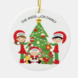 Niedliche Familie der personalisierten Verzierung Keramik Ornament