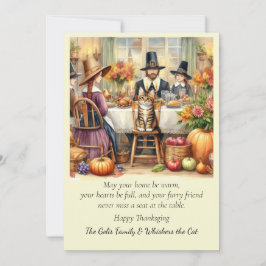 Niedliche Familie mit Cat Erntedank Urlaubskarte Feiertagskarte