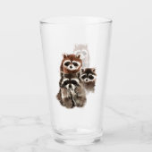 Niedliche Familie oder Freunde Raccoon Glas (Vorderseite)