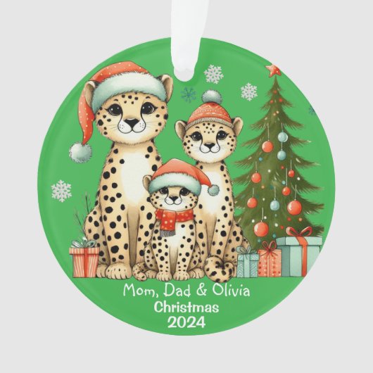 Niedliche Familie von Drei-Leoparden-Ornament Ornament (Vorderseite)