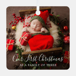 Niedliche Familie von Drei stilvolle Foto Ornament Aus Metall