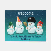 Niedliche Familie von Snowmen Fußmatte (Vorderseite)