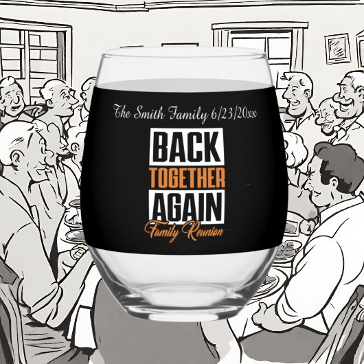 Niedliche Familie zusammen mit Namensdatum Wieders Weinglas Ohne Stiel