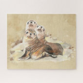 Niedliche Familienfreunde Siegel Tiere Meerestiere Puzzle (Horizontal)