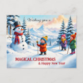 Niedliche Familienkinder Snowman Frohe Weihnachten (Vorderseite)