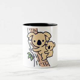 Niedliche Familienmutter Koala Bär mit Kind Zweifarbige Tasse