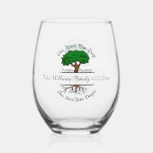 Niedliche Familienwurzeln fügen Namensdatum hinzu Weinglas Ohne Stiel (Rückseite)
