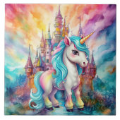 niedliche Fantasie Einhornmädchen Fliese (Vorderseite)