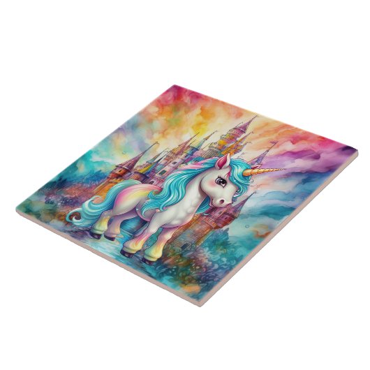 niedliche Fantasie Einhornmädchen Fliese (Seite)