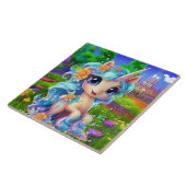 niedliche Fantasie Einhornmädchen Fliese (Seite)