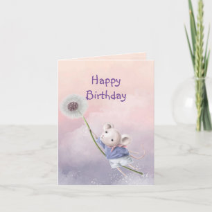 Niedliche Fantasie Geburtstag Mouse Dandelion Flie Karte