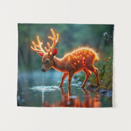 Niedliche Fantasie Hirschglühen Leuchtende Wildtie Wandteppich