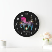 niedliche Fantasie unicorn hinzufügen Namen Große Wanduhr (Zuhause)