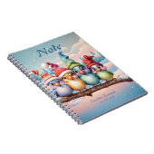 Niedliche Fantasievögel mit Weihnachtshüten Notizblock (Rechte Seite)