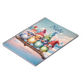 Niedliche Fantasievögel mit Weihnachtshüten Notizblock (Linke Seite)