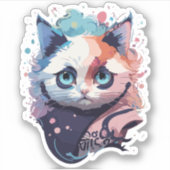 Niedliche Fantasy Color Splash Chat Design Aufkleber (Vorderseite)