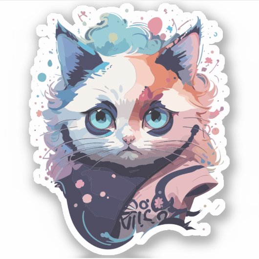 Niedliche Fantasy Color Splash Chat Design Aufkleber (Vorderseite)
