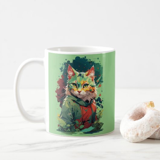Niedliche Fantasy Color Splash Chat Design Kaffeetasse (Mit Donut)