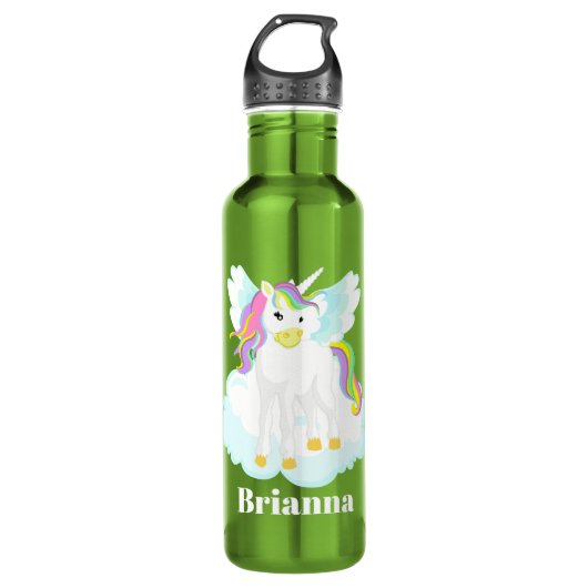 Niedliche Fantasy Einhorn geben Wasserflasche Edelstahlflasche (Vorderseite)
