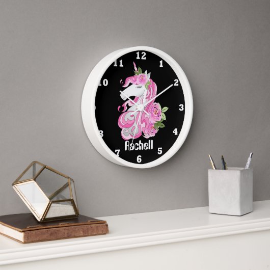 Niedliche Fantasy Einhorn Mädchen Zimmerdekoration Wanduhr (Büro)