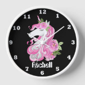Niedliche Fantasy Einhorn Mädchen Zimmerdekoration Wanduhr (Vorderseite)