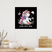 Niedliche Fantasy Einhornliebhaber fügen Text hinz Poster (Küche)