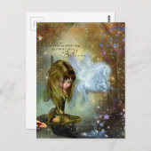 Niedliche Fantasy Fairy & Pegasus Glaube Zitat Postkarte (Vorne/Hinten)