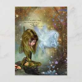 Niedliche Fantasy Fairy & Pegasus Glaube Zitat Postkarte