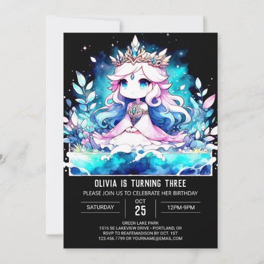 Niedliche Fantasy Princess Geburtstag Einladung (Vorderseite)