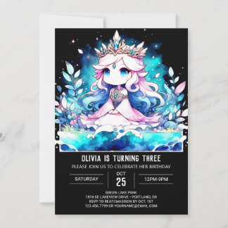 Niedliche Fantasy Princess Geburtstag Einladung