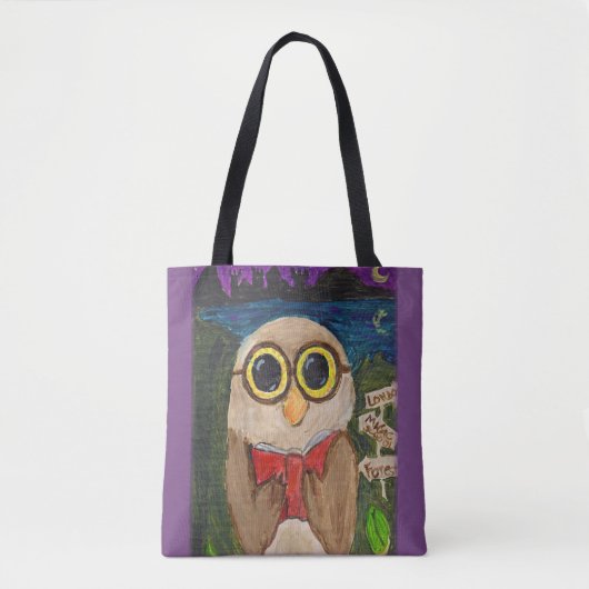 Niedliche Fantasy Reader Owl Folklorekunst Tasche (Vorderseite)