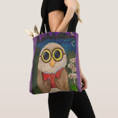 Niedliche Fantasy Reader Owl Folklorekunst Tasche (Von Nahem)
