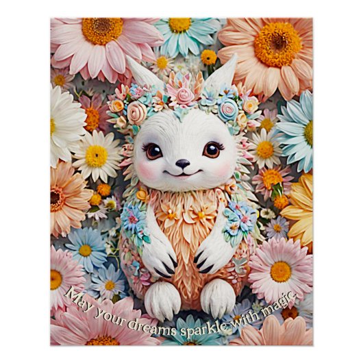 Niedliche Fantasy Spring Friend - Pastor Floral Poster (Vorderseite)