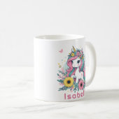 Niedliche Fantasy Unicorn Girl's Enchanted World Kaffeetasse (VorderseiteRechts)