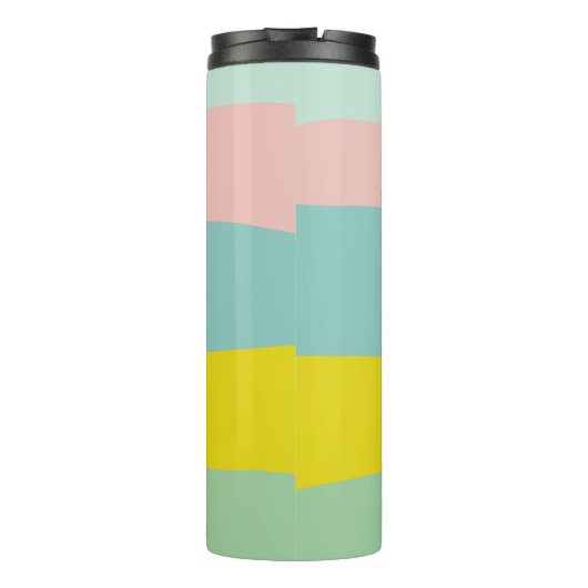 Niedliche Farbblockstreifen in schmalen Pasten Thermosbecher (Rückseite)