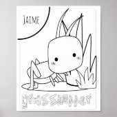 Niedliche Farbbugs Grasshopper Name Poster (Vorne)